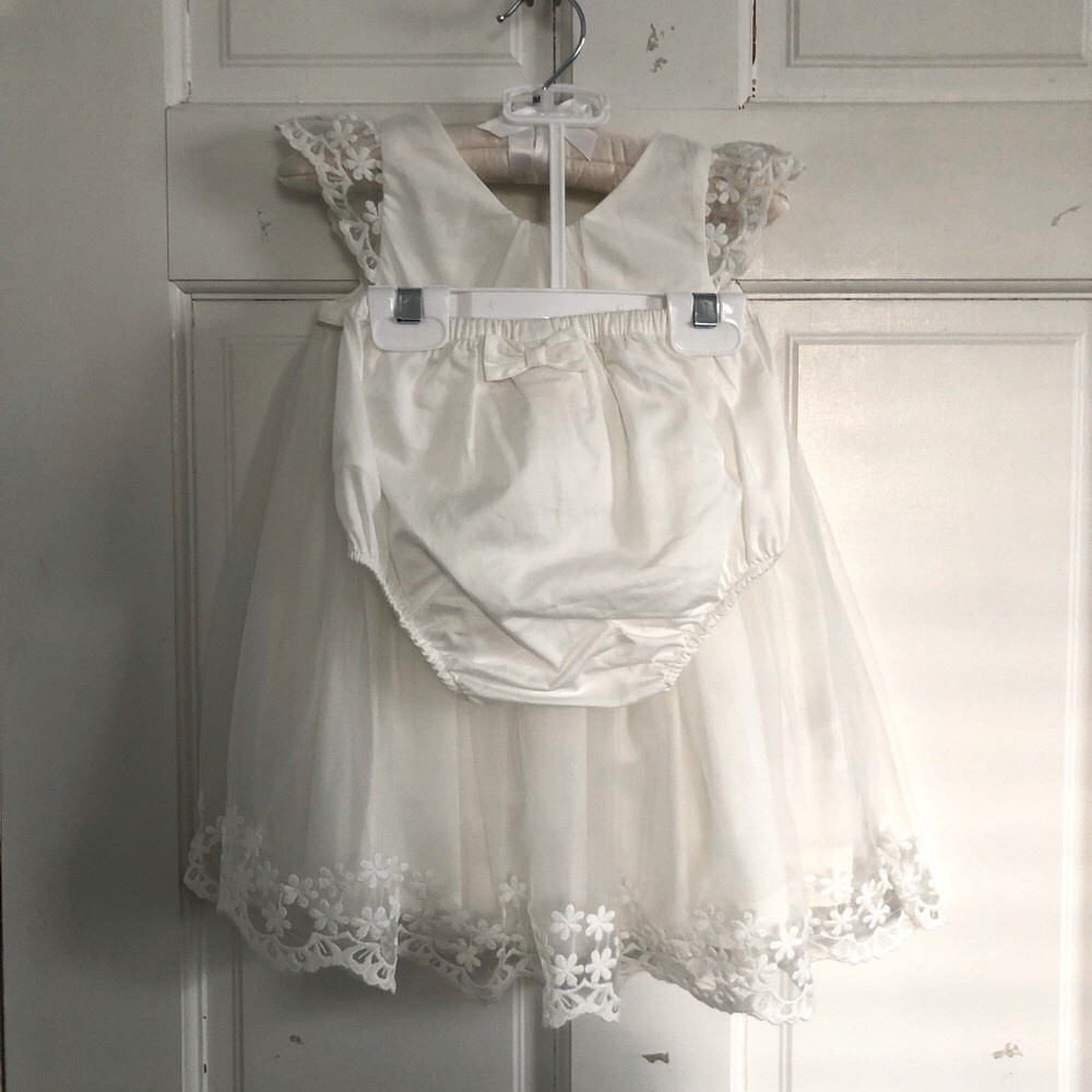 Elegant Ivory Baby Dress with Bloomers
